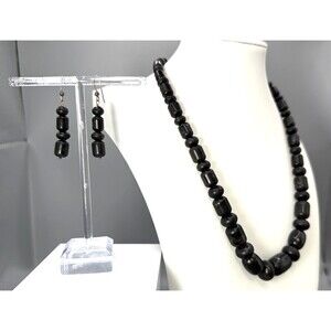 Jay King Desert Rose Trading  Black Opal 925 Sterling Necklace & Earrings Set